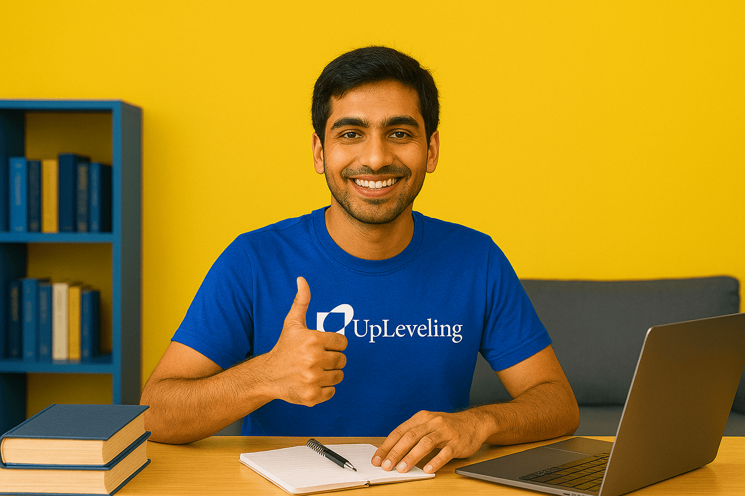 Happy student using UpLeveling